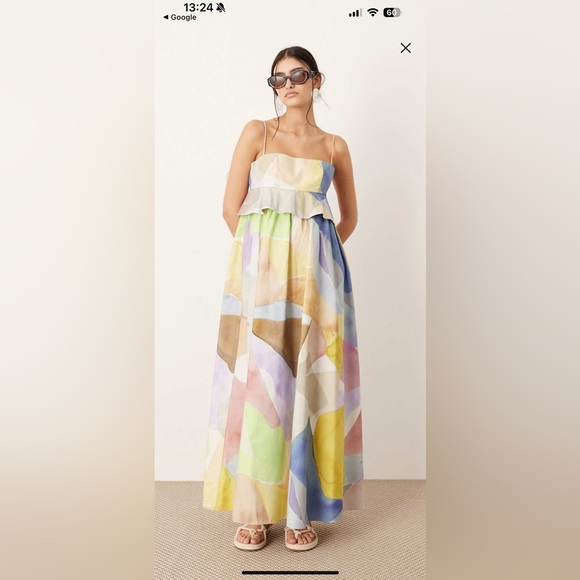 ISO ASOS EDITION empire cami midi dress in pastel abstract print